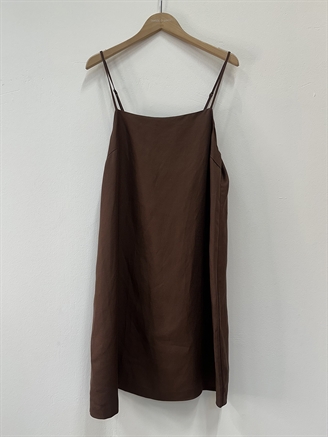 Selected Femme SlfLyra-Linnie Linen Blend Short Dress Chestnut